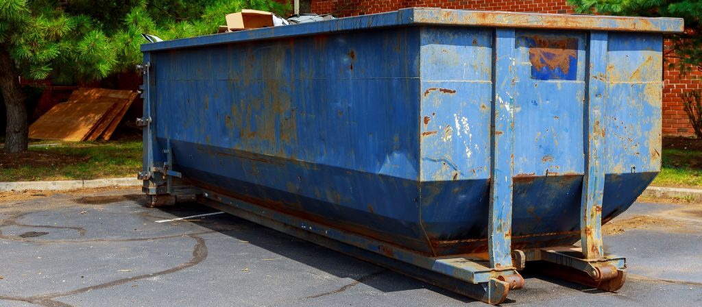 Dumpster outside of a building