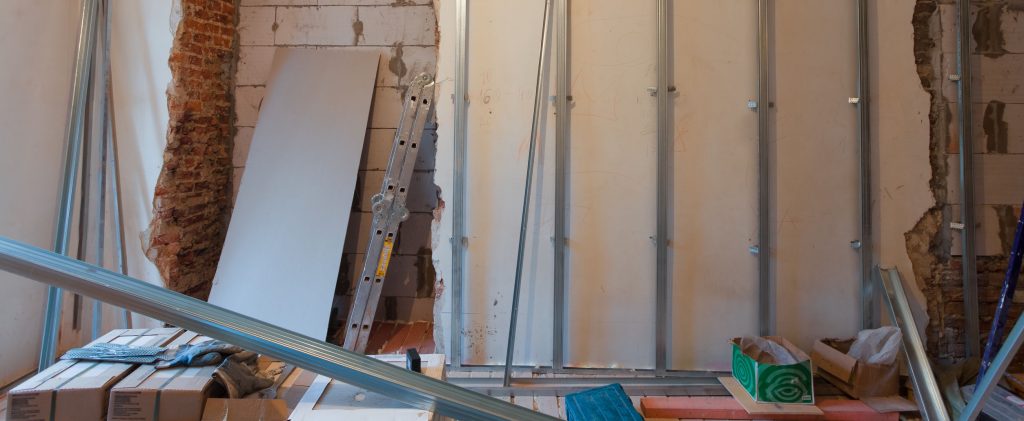 Interior of apartment with materials during on the renovation