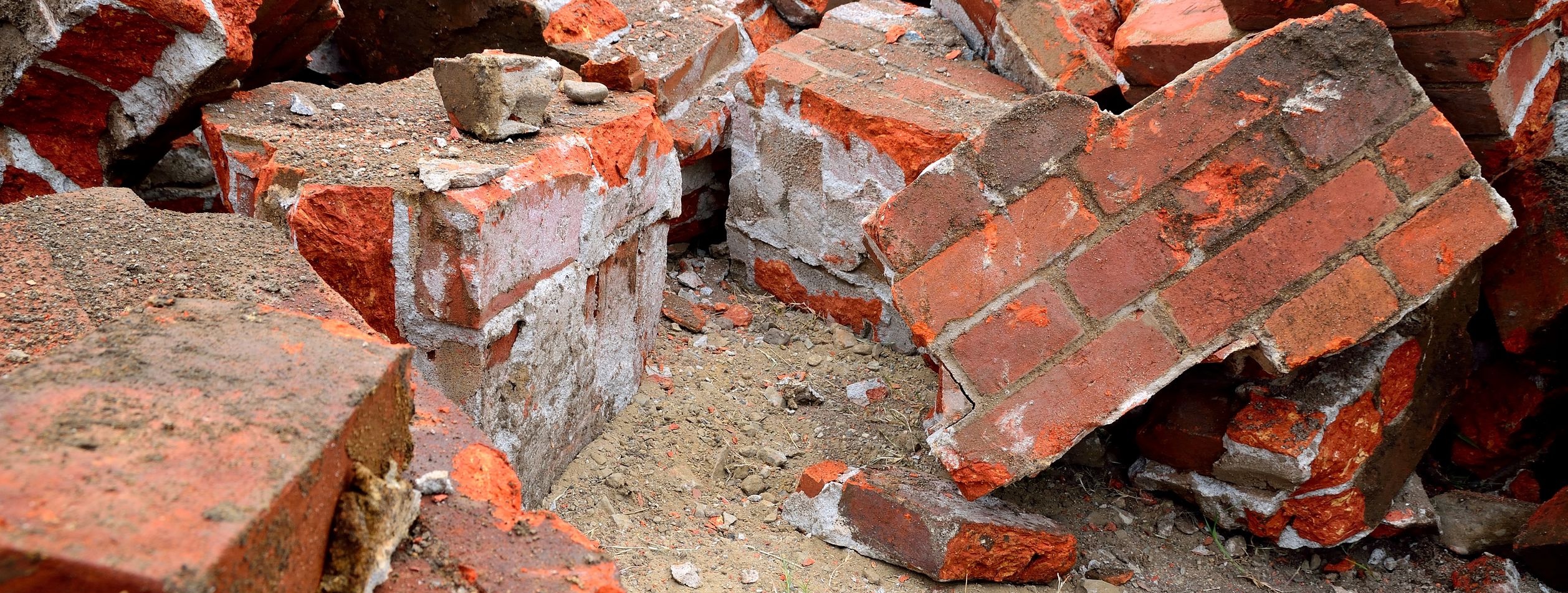 Bricks and concrete from a demolition project