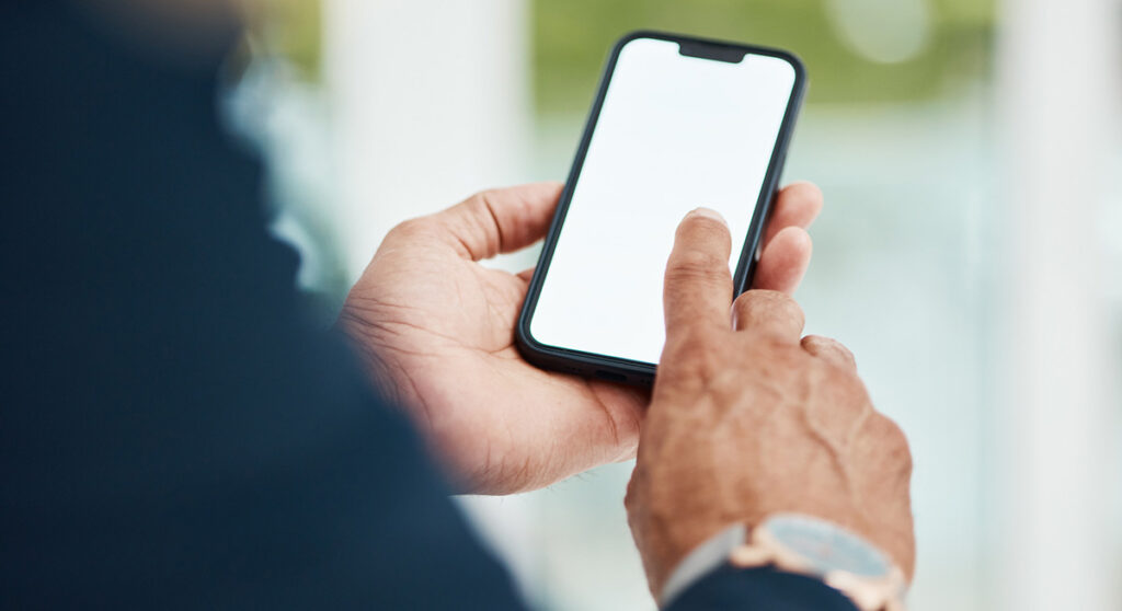 Man performing a search on a smartphone