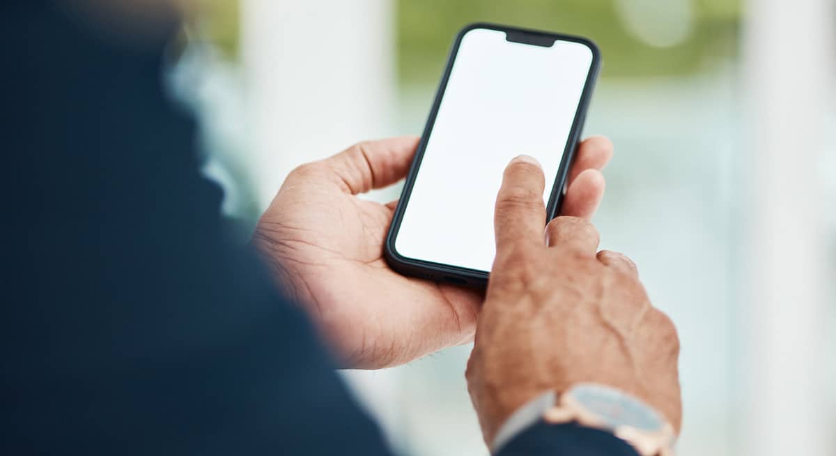 Man performing a search on a smartphone