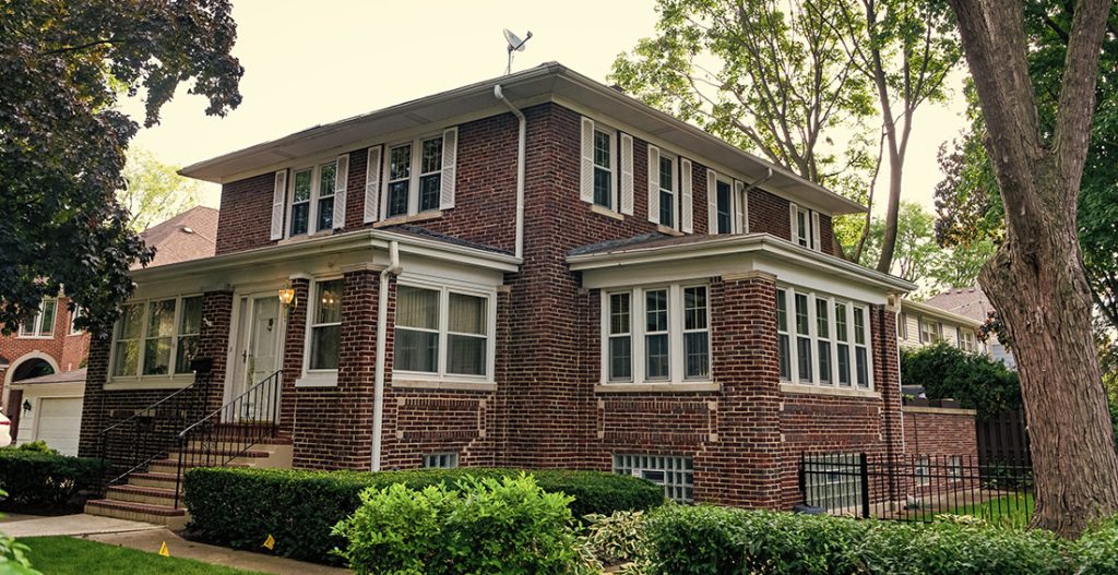 Exterior of an older brick house