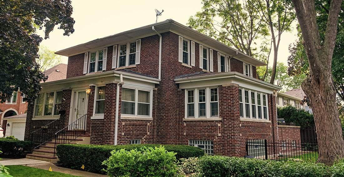 Exterior of an older brick house